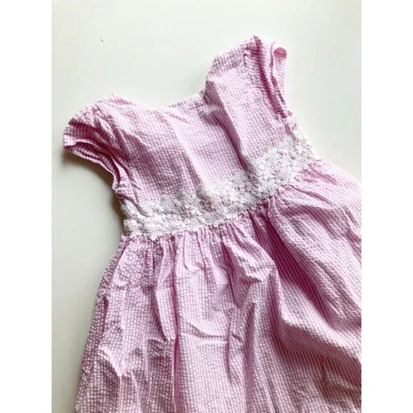 Lot of 2 RALPH LAUREN 24M Baby Dresses - Red Plaid Taffeta & Pink Seersucker - Picture 10 of 16